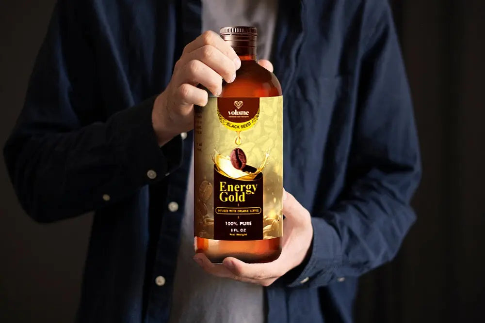 Energy Gold, 100% Pure Black Seed Oil Infused with Organic Coffee (8oz) Volume
