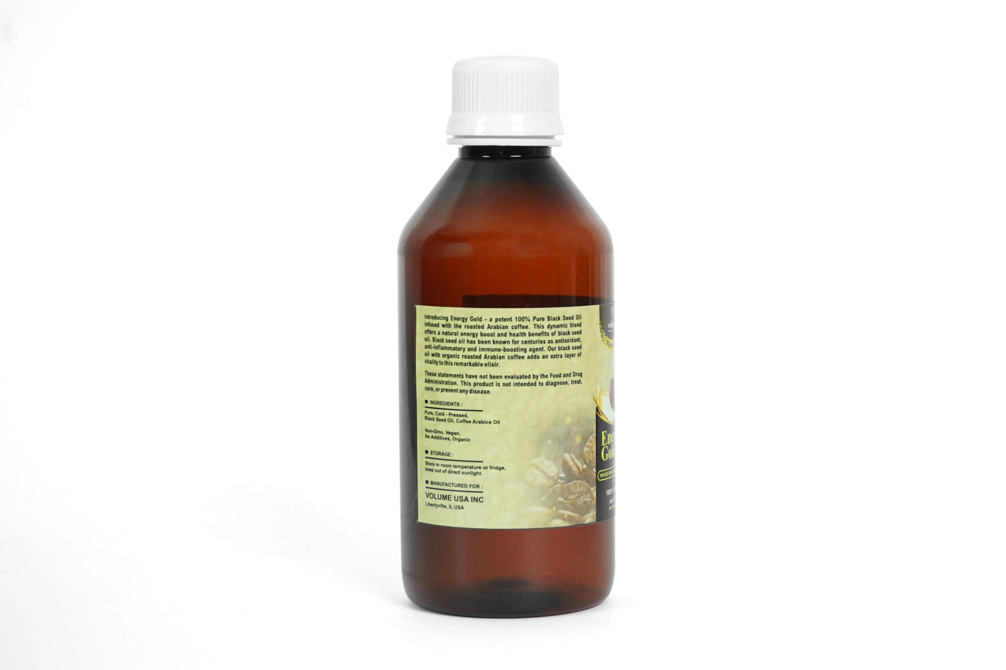 Energy Gold, 100% Pure Black Seed Oil Infused with Organic Coffee (8oz) Volume