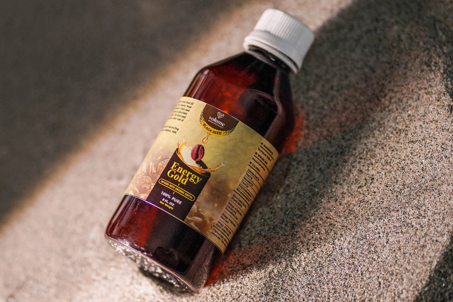 Energy Gold, 100% Pure Black Seed Oil Infused with Organic Coffee (8oz) Volume