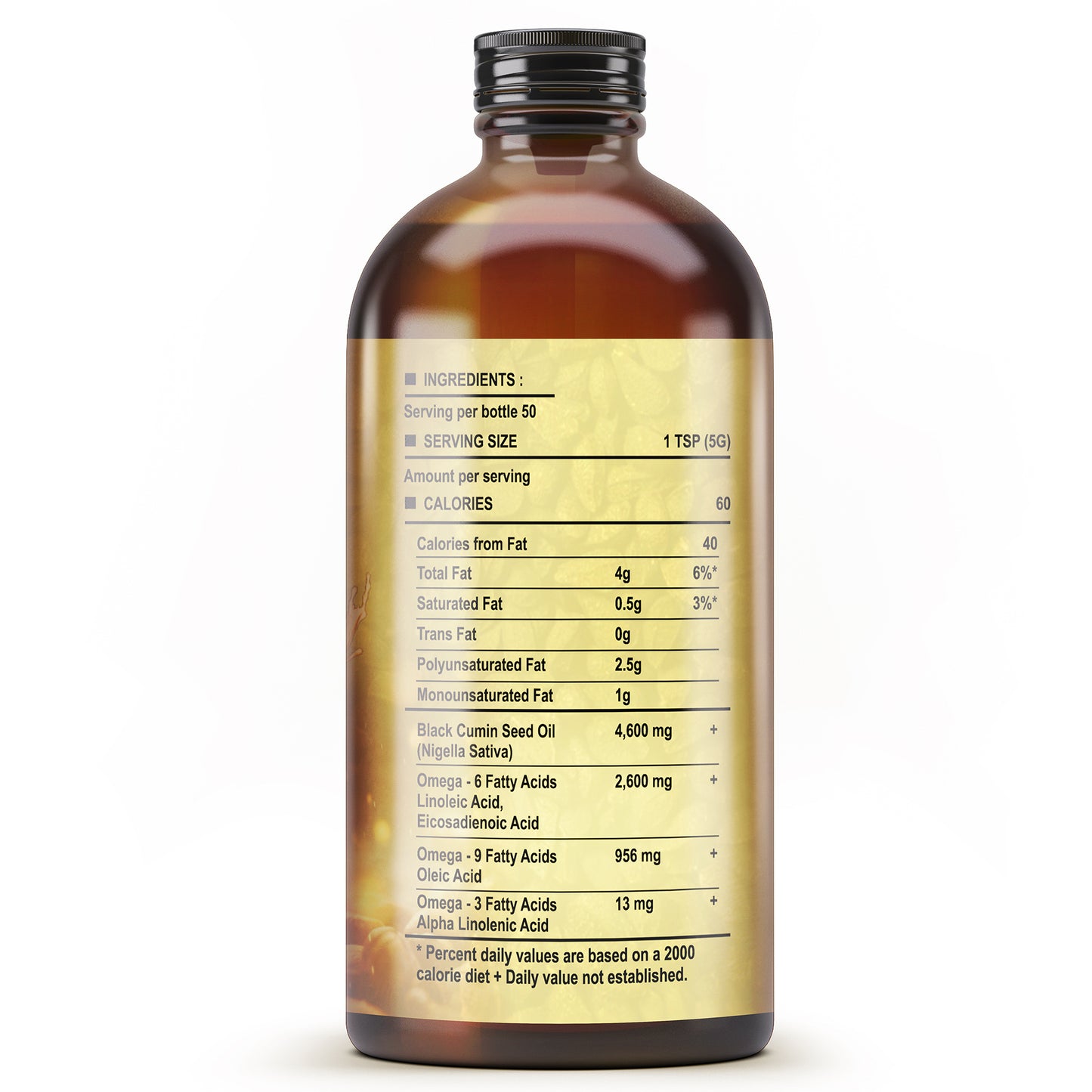Energy Gold, 100% Pure Black Seed Oil Infused with Organic Coffee (8oz)