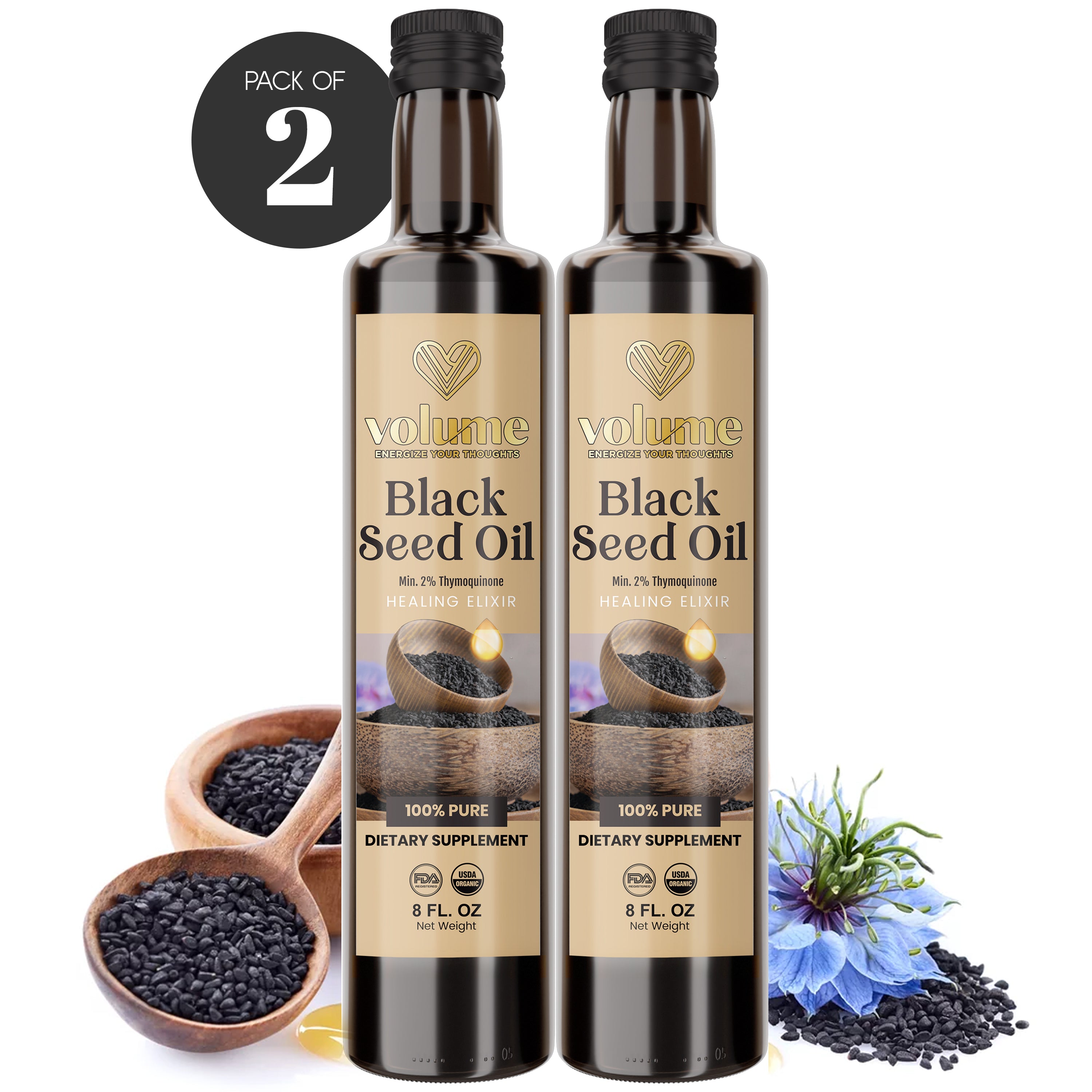 High TQ 100% Pure Black Seed Oil (8oz, Glass Bottle)
