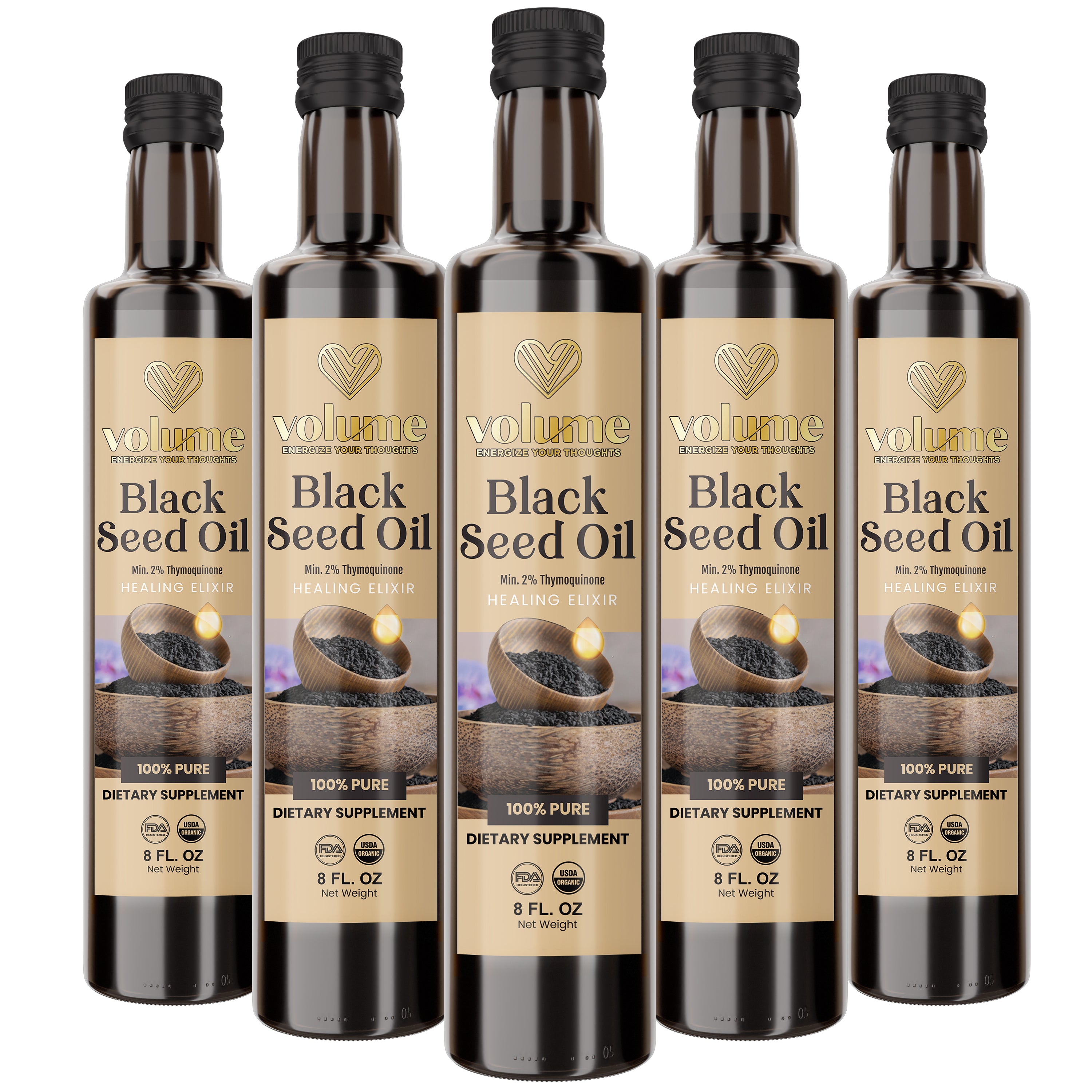 High TQ 100% Pure Black Seed Oil (8oz, Glass Bottle)