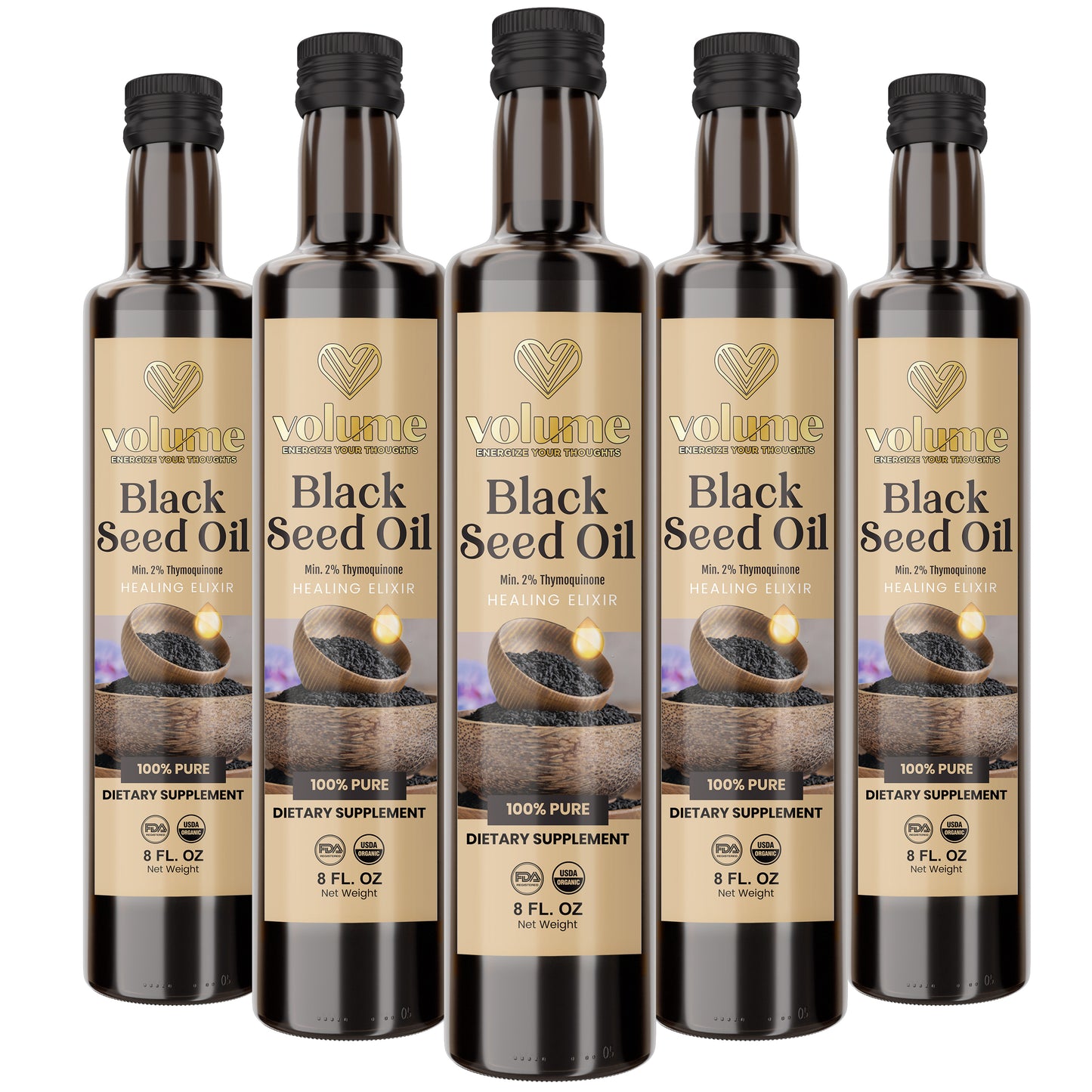 High TQ 100% Pure Black Seed Oil (8oz, Glass Bottle) - Volume