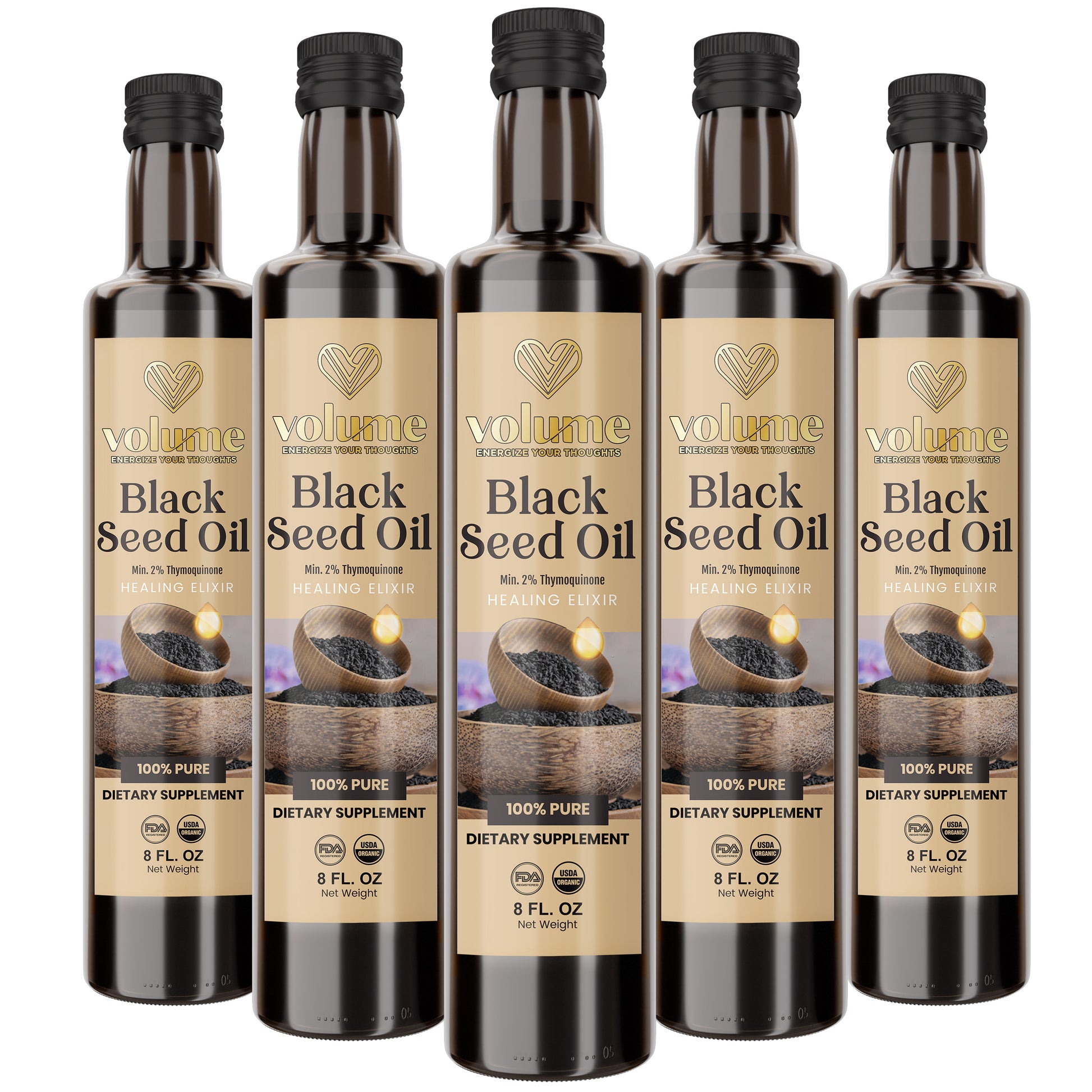 High TQ 100% Pure Black Seed Oil (8oz, Glass Bottle) - Volume