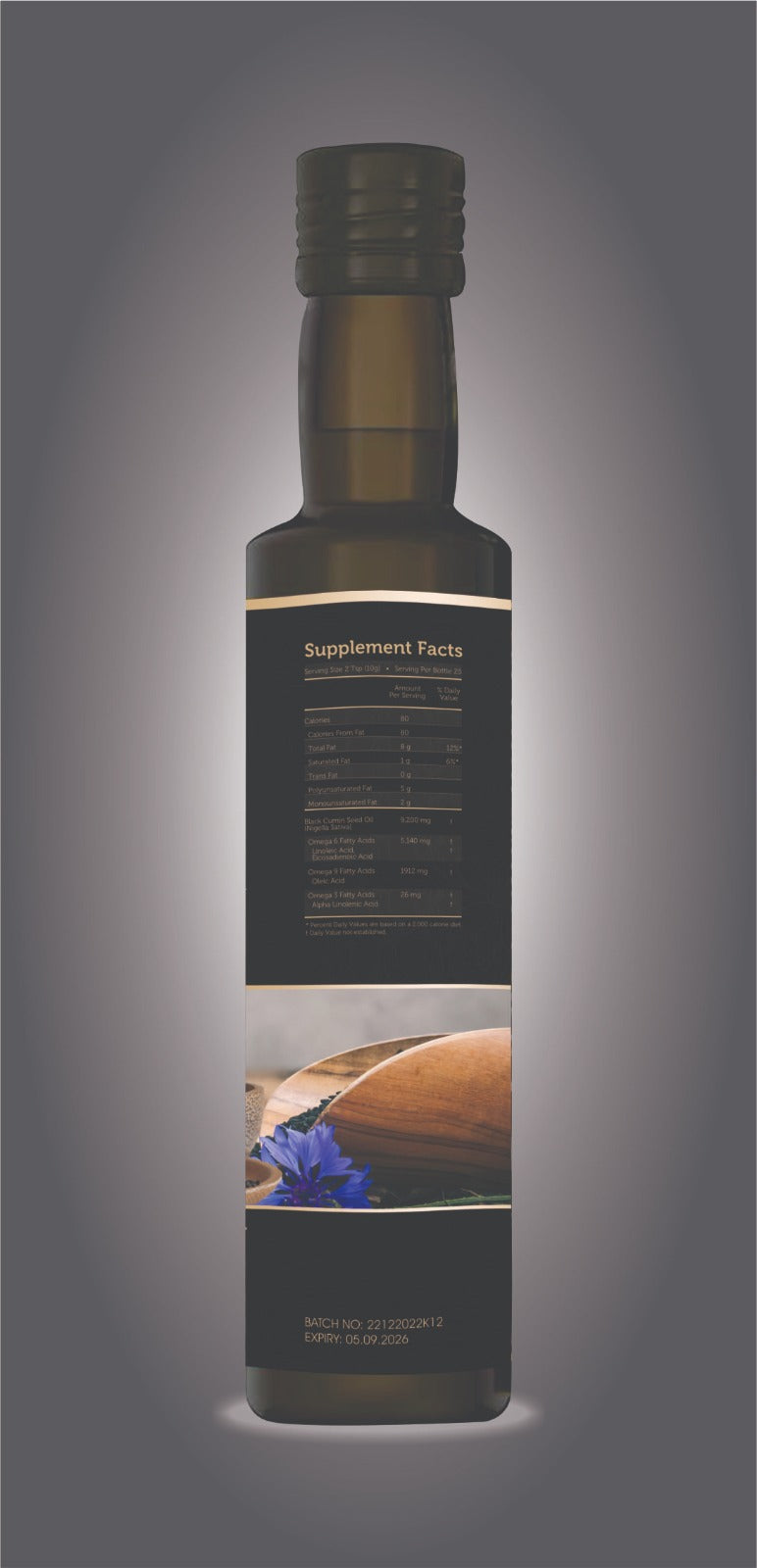High TQ 100% Pure Black Seed Oil (8oz, Glass Bottle)