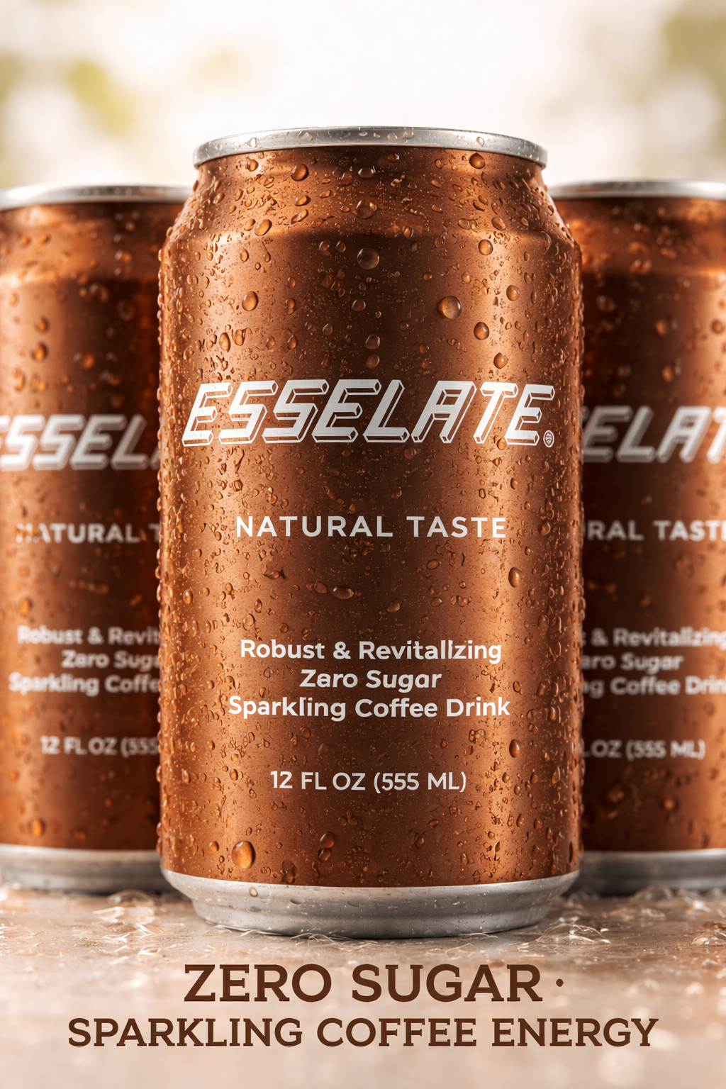 ESSELATE zero-sugar coffee soda — smooth, low-bitterness coffee taste, crisp natural carbonation