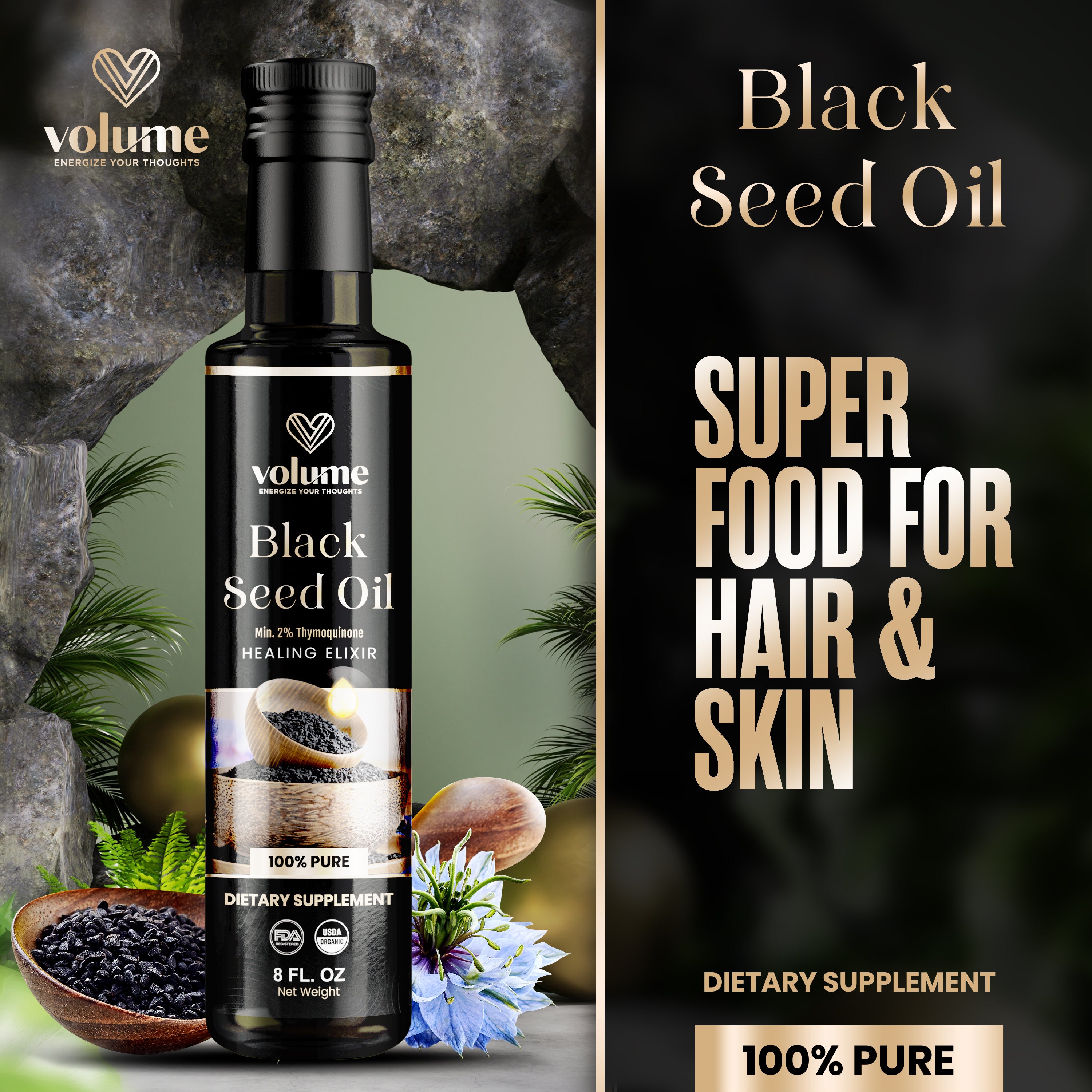 Buy Black Seed Oil with High Thymoquinone - 100% Pure & Natural – Volume