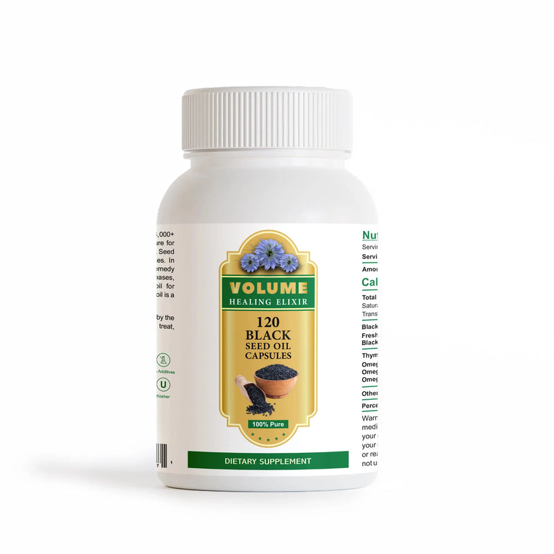 Black Seed Oil Capsules — 120 Halal Caps, 500mg Each — Volume USA