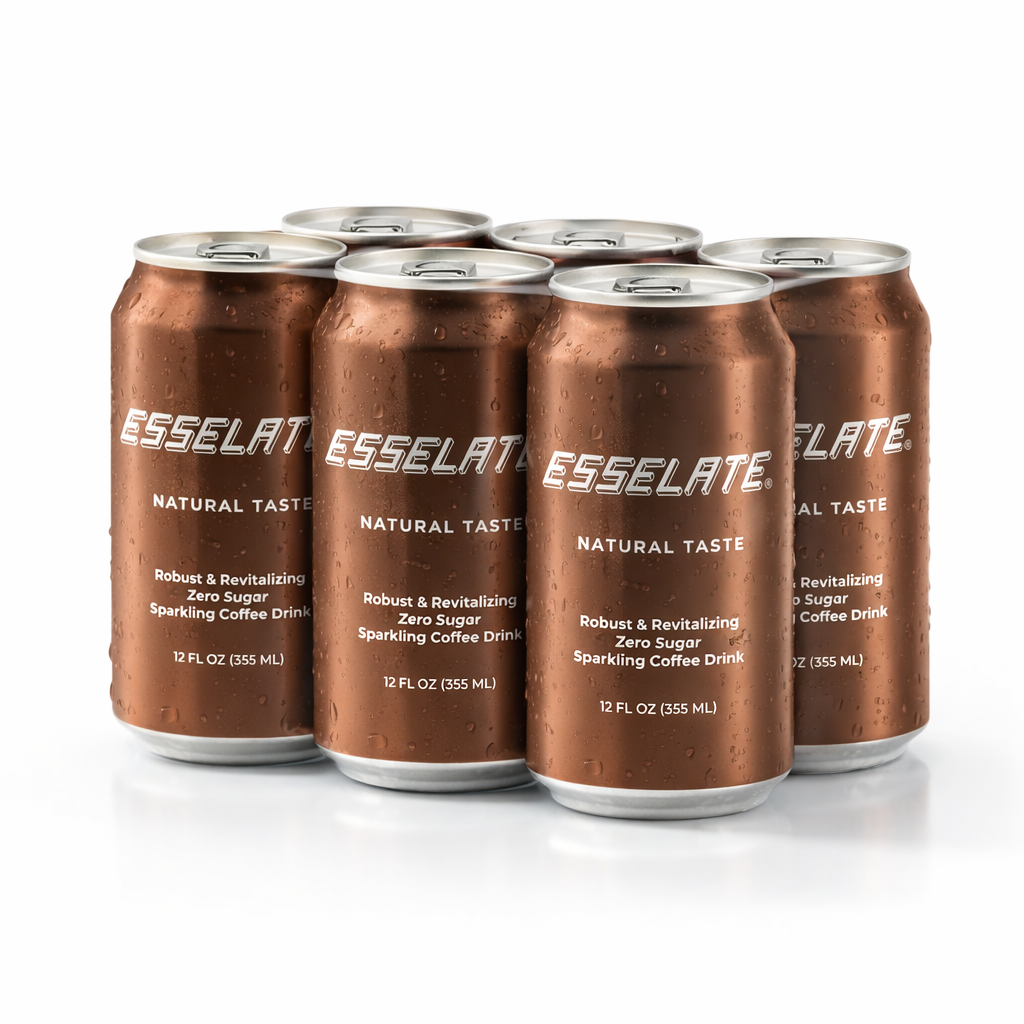ESSELATE coffee soda — keto-friendly carbonated coffee made with real coffee
