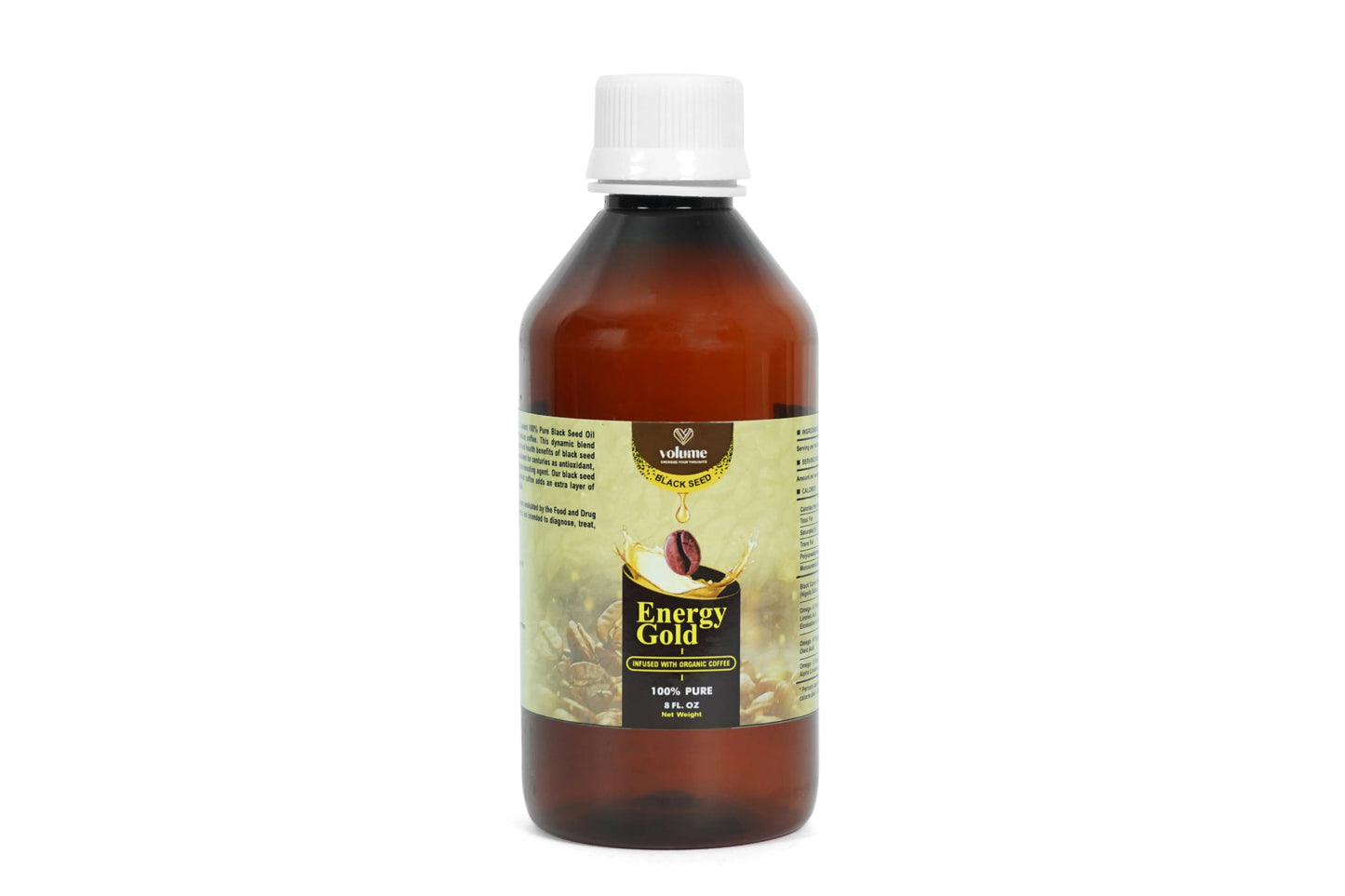 Energy Gold, 100% Pure Black Seed Oil Infused with Organic Coffee (8oz) Volume