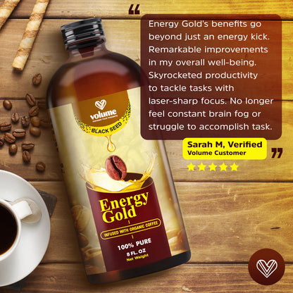 Energy Gold, 100% Pure Black Seed Oil Infused with Organic Coffee (8oz)