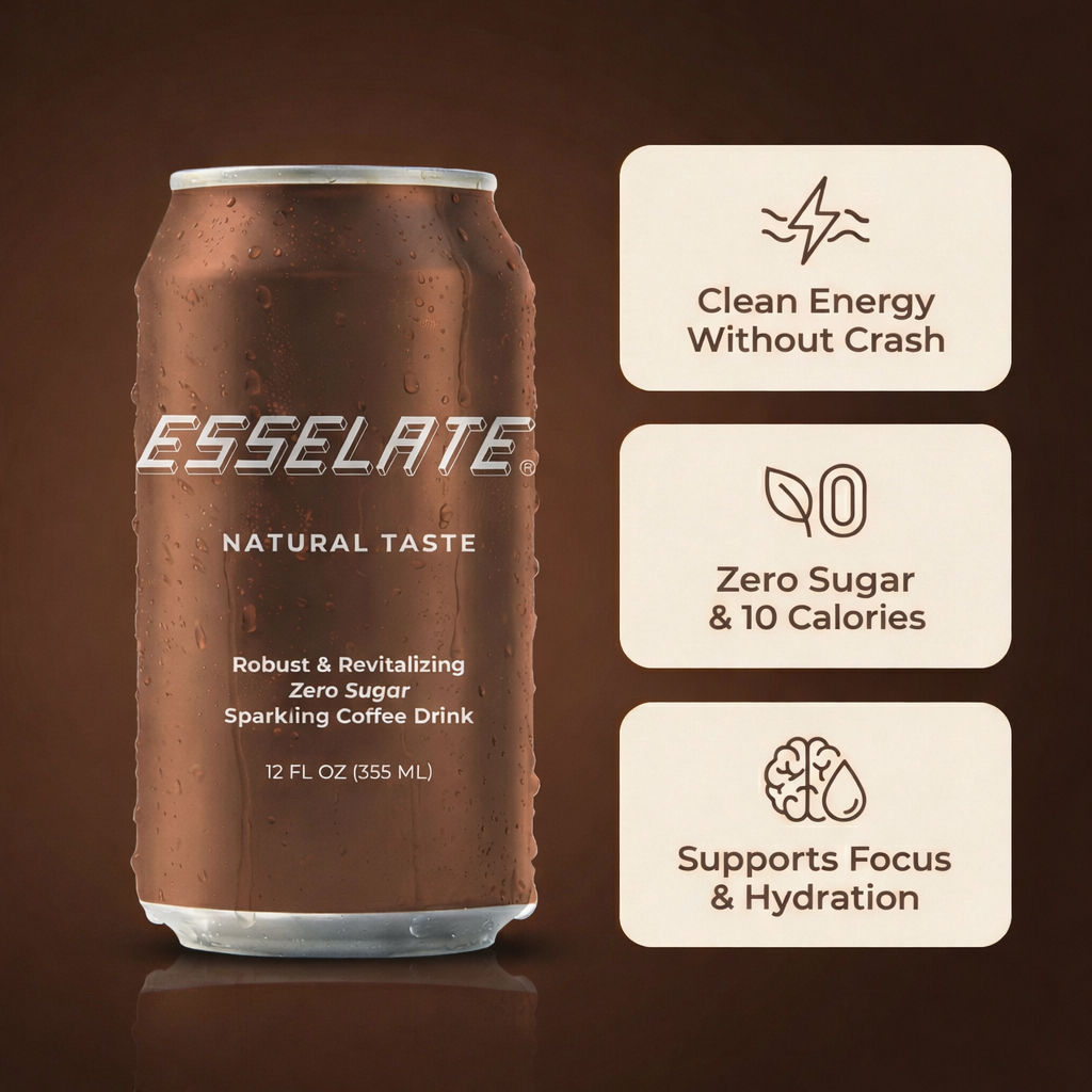 EsseLate can with features on a brown background
