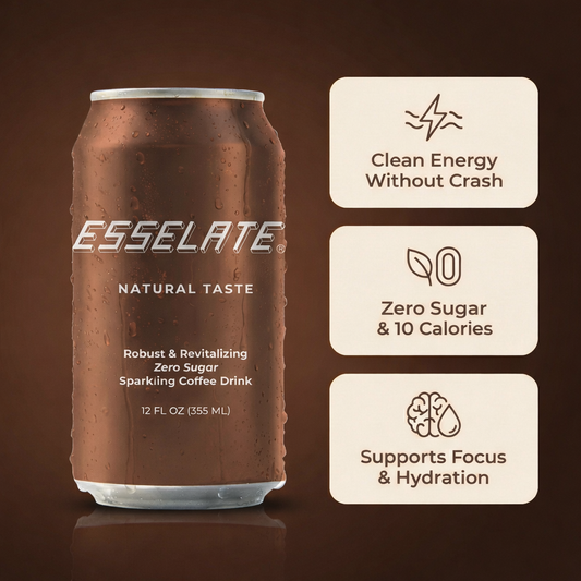 EsseLate can with features on a brown background