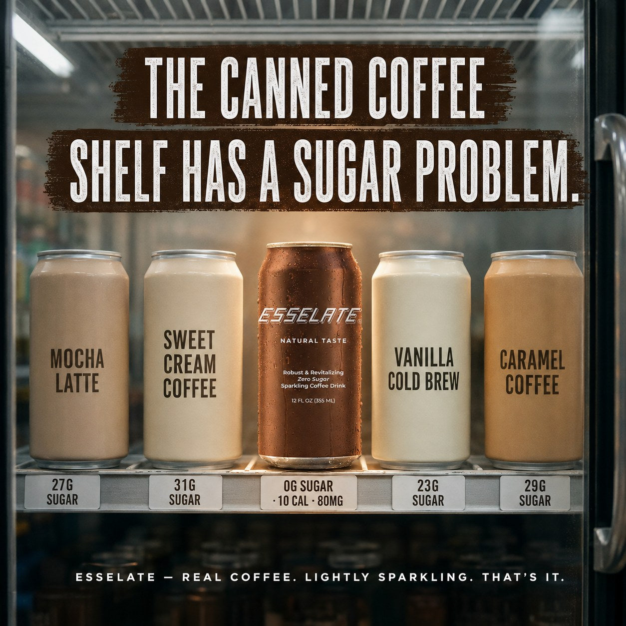 Canned coffee sugar comparison shelf
