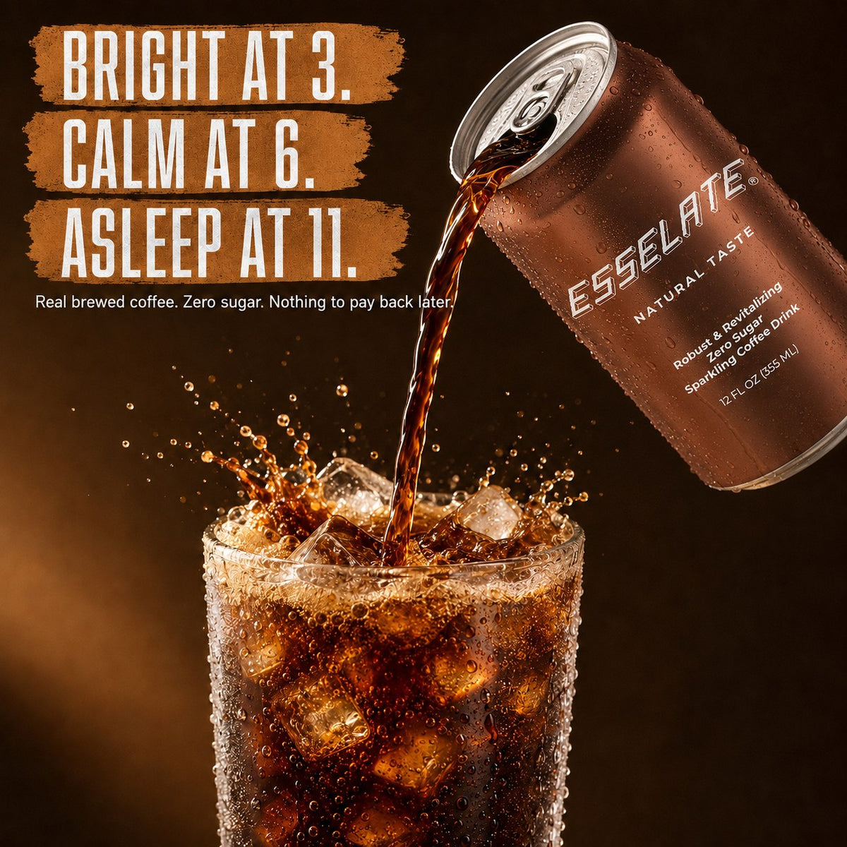 ESSELATE poured over ice: bright at 3, calm at 6, asleep at 11