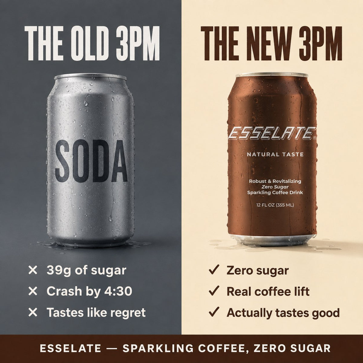The old 3pm soda versus the new 3pm ESSELATE